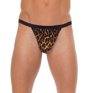 KinkyDiva Mens Black GString With Leopard Print Pouch £9.99