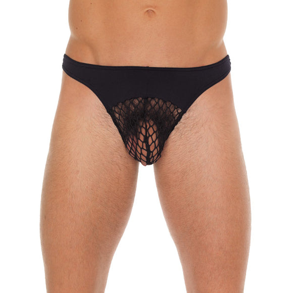 KinkyDiva Mens Black GString With A Net Pouch £17.99