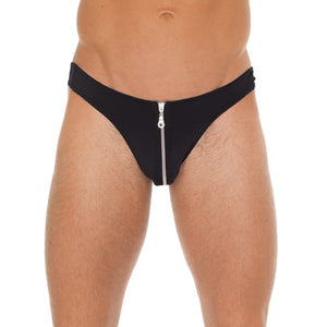 KinkyDiva Mens Black GString With Zipper On Pouch £23.99