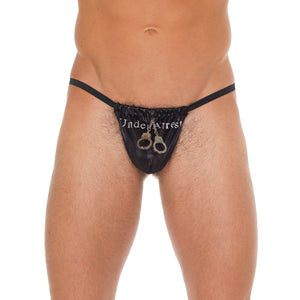KinkyDiva Mens Black GString With Handcuff Pouch £15.99
