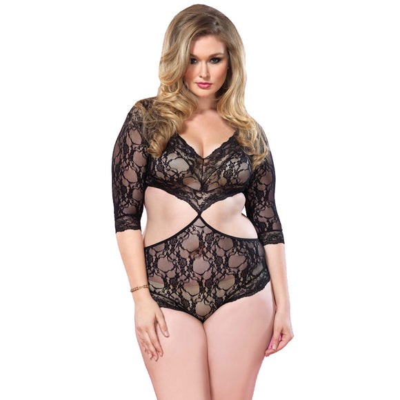KinkyDiva Leg Avenue Cut Out Floral Lace Teddy UK 16 to 18 £31.99
