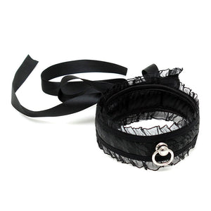 KinkyDiva Satin Look Black Collar With O Ring £13.99