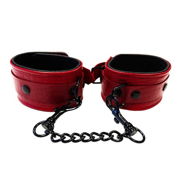 KinkyDiva Rouge Garments Leather Croc Print Ankle Cuffs £33.99