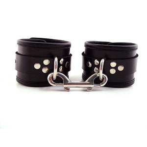 KinkyDiva Rouge Garments Black Leather Ankle Cuffs With Piping £36.99