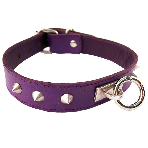 KinkyDiva Rouge Garments Purple Studded ORing Studded Collar £24.5