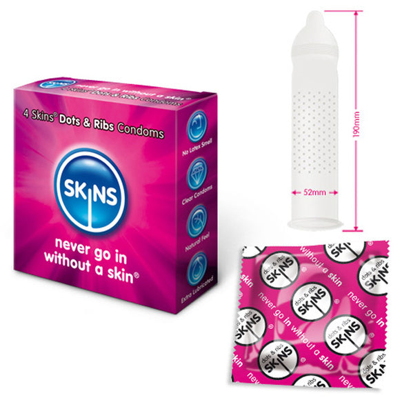 KinkyDiva Skins Condoms Dots And Ribs 4 Pack £3.49