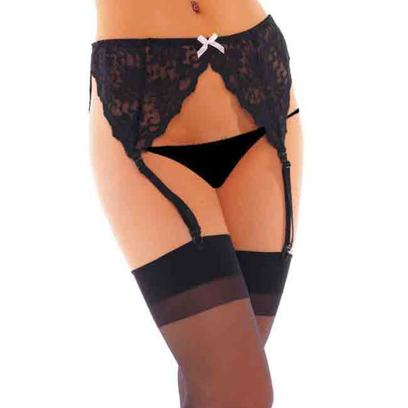 KinkyDiva Black Suspenderbelt With Stockings And Bow £21.99