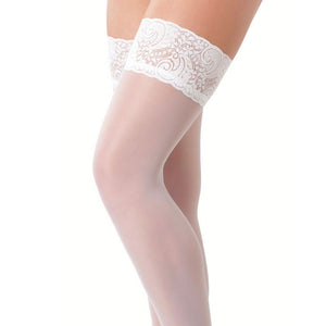 KinkyDiva White HoldUp Stockings With Floral Lace Top £12.99